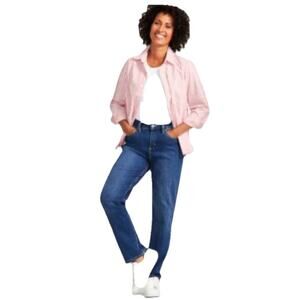 Style & Co Curvy Straight Leg Women's size 14 Dark Wash Blue Denim jeans Stretch